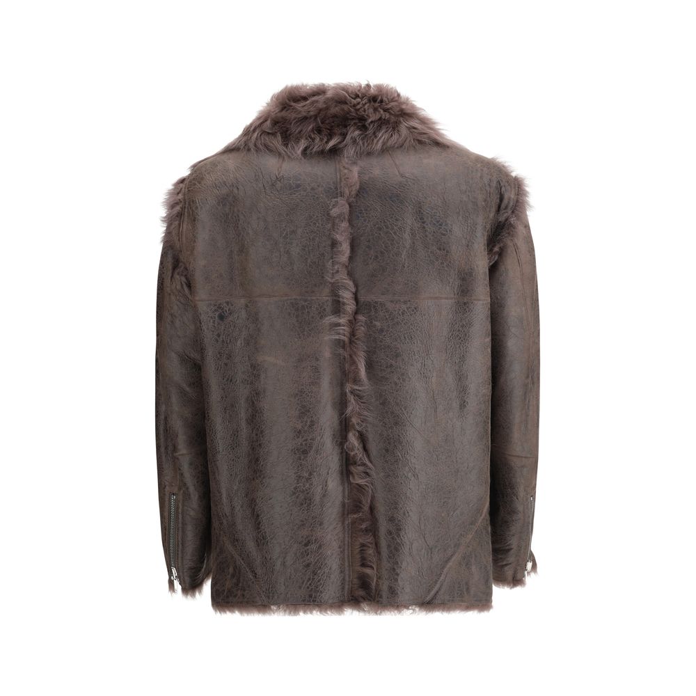 Rick Owens Bikerjacke aus braunem Lammnappa-Leder
