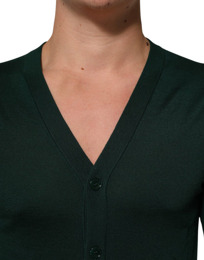 Dolce &amp; Gabbana Dunkelgrüner Button-Down-Cardigan für Herren