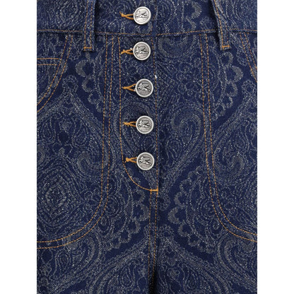 Etro Blaue Baumwoll-Jeans mit ausgestelltem Bein
