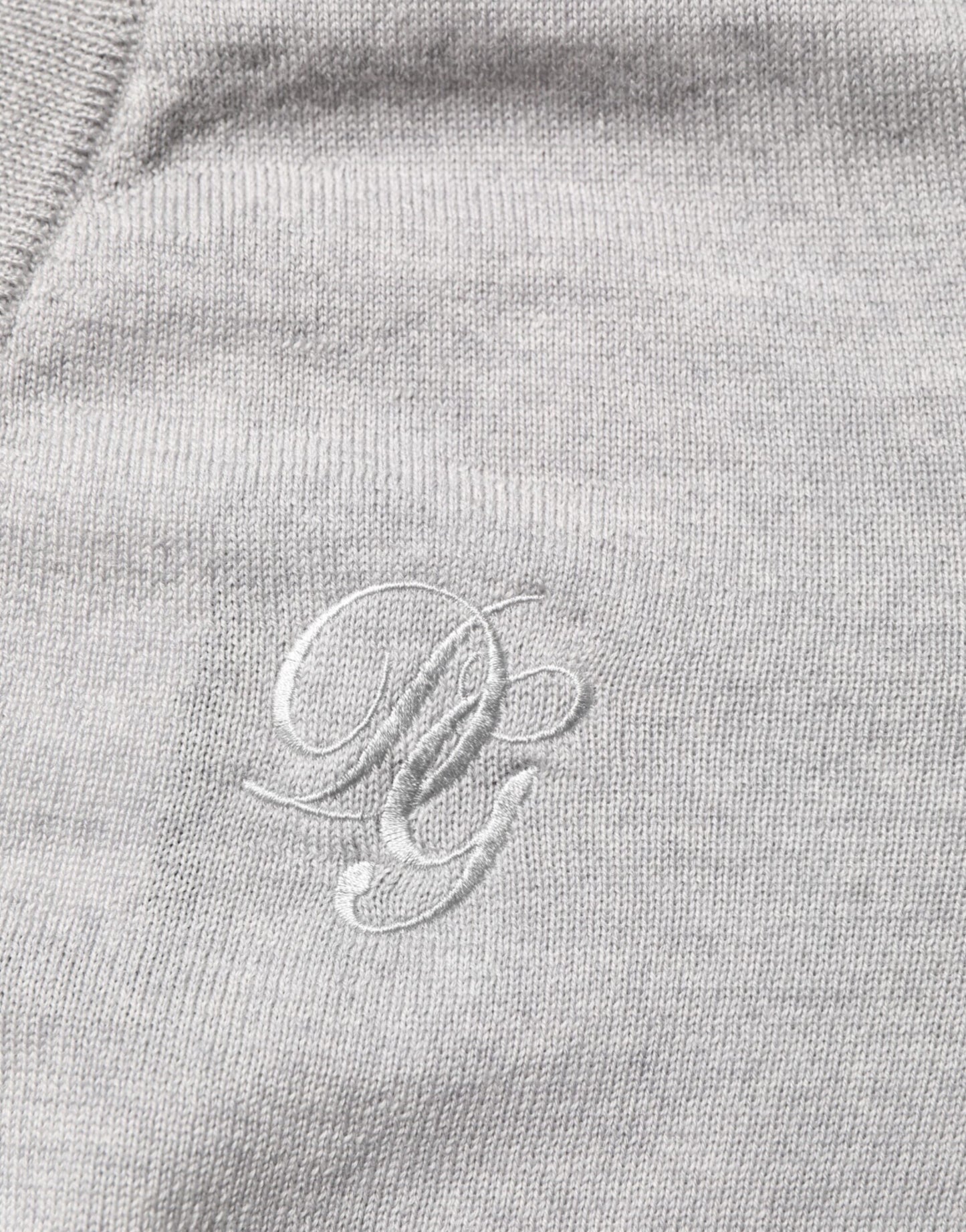 Dolce &amp; Gabbana – Grauer Pullover aus Wollstrick mit Logo und V-Ausschnitt
