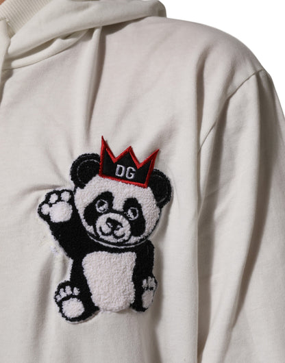 Dolce &amp; Gabbana – Sweatshirt mit Kapuze und Panda-Print aus Baumwolle in Off-White