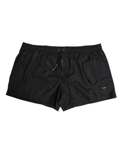 Dolce &amp; Gabbana Schwarze Strandshorts aus Polyester mit Logo