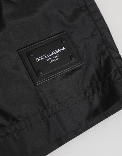Dolce &amp; Gabbana Schwarze Strandshorts aus Polyester mit Logo