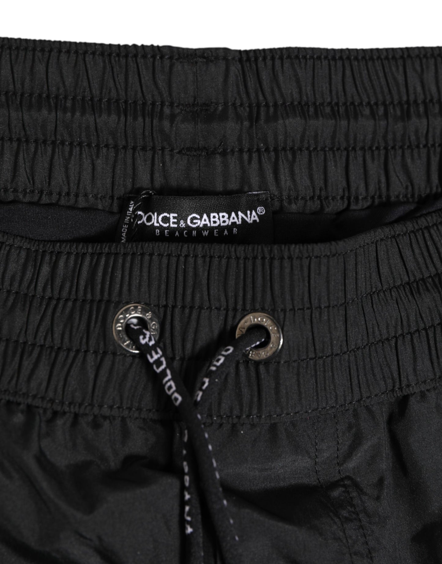 Dolce &amp; Gabbana Schwarze Strandshorts aus Polyester mit Logo