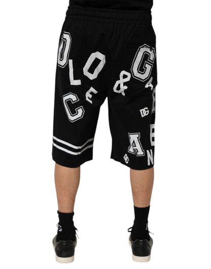 Dolce &amp; Gabbana – Lässige Bermudashorts aus Baumwolle mit schwarzem Logo-Print