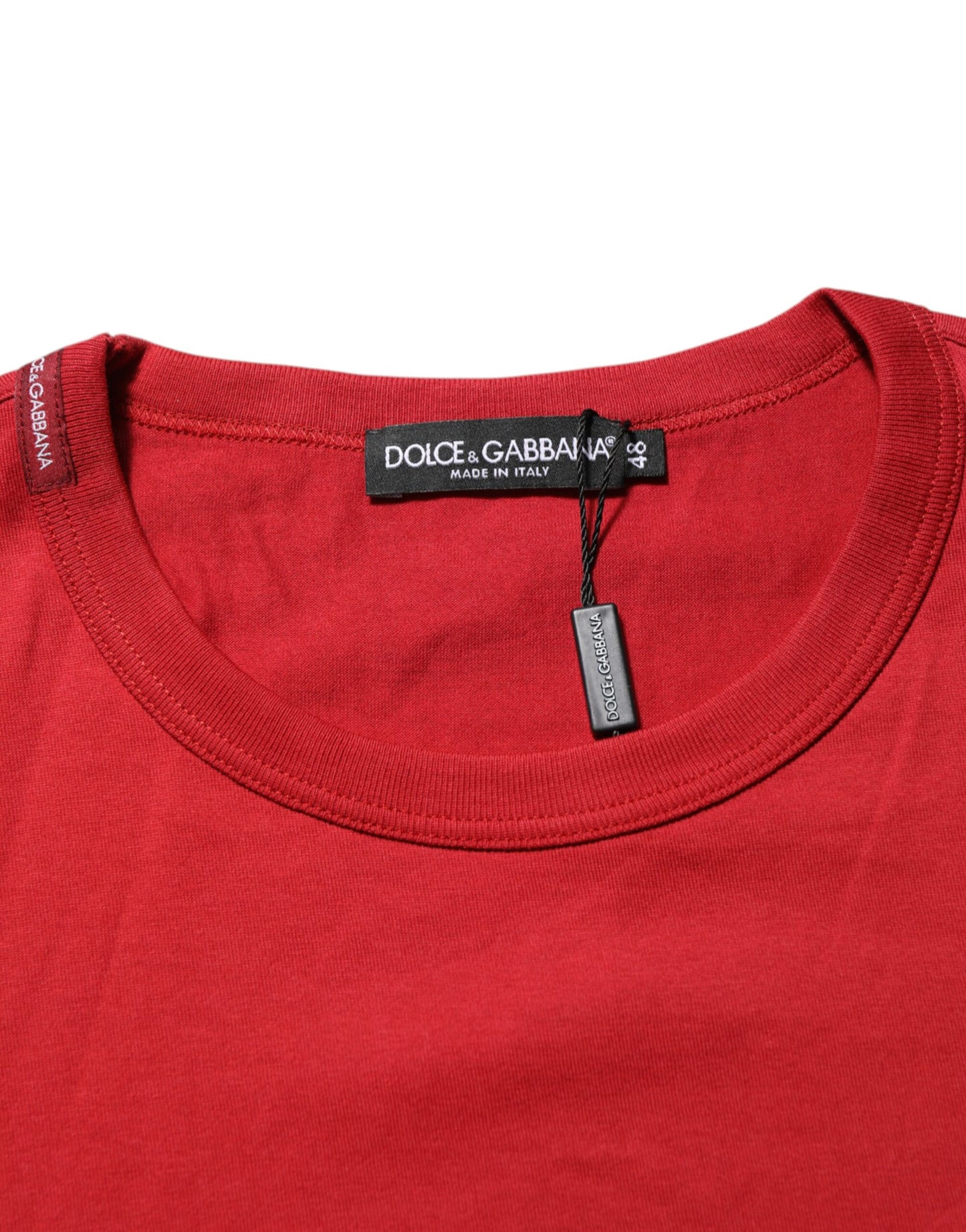 Dolce &amp; Gabbana – Kurzärmliges Baumwoll-T-Shirt mit roter Krone und Bienenmotiv