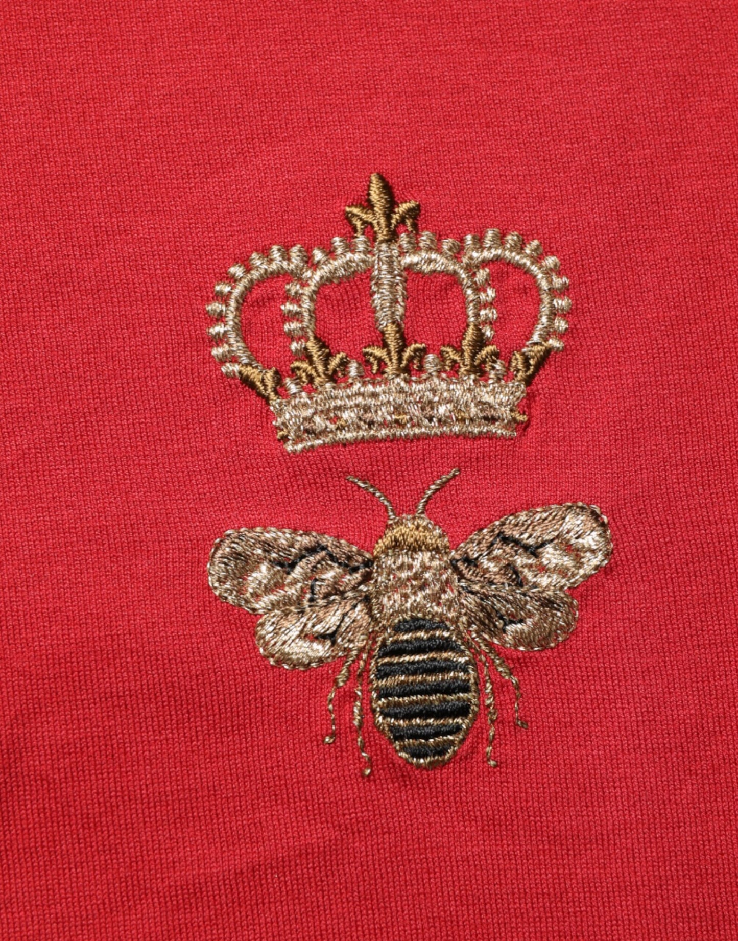 Dolce &amp; Gabbana – Kurzärmliges Baumwoll-T-Shirt mit roter Krone und Bienenmotiv