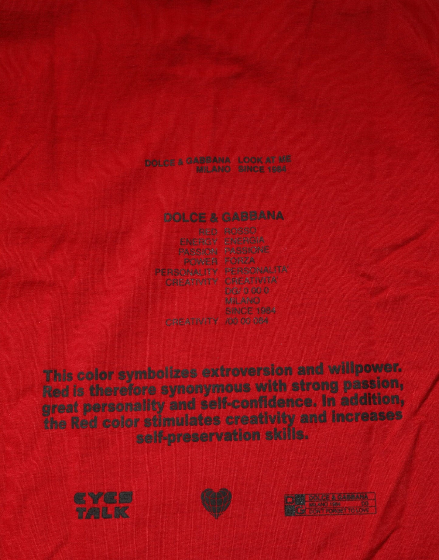 Dolce &amp; Gabbana – Kurzärmliges Baumwoll-T-Shirt mit rotem Logo-Augen-Print