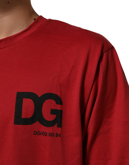 Dolce &amp; Gabbana – Kurzärmliges Baumwoll-T-Shirt mit rotem Logo-Print