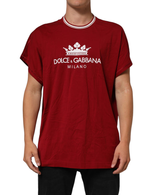Dolce &amp; Gabbana – Kastanienbraunes T-Shirt aus Baumwolle mit halblangen Ärmeln und LogoCrown