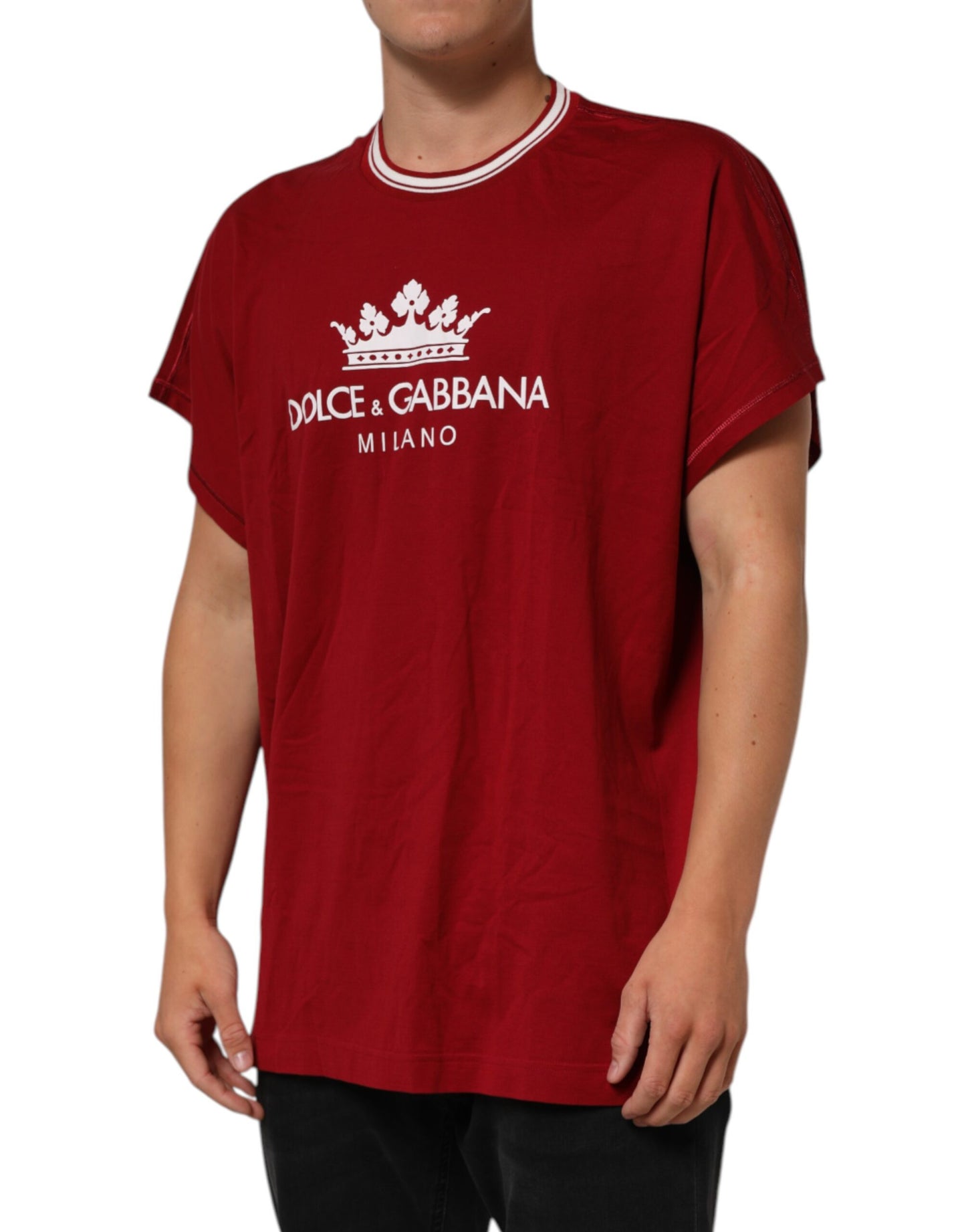 Dolce &amp; Gabbana – Kastanienbraunes T-Shirt aus Baumwolle mit halblangen Ärmeln und LogoCrown