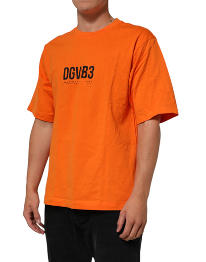 Dolce &amp; Gabbana – Orangefarbenes T-Shirt mit Rundhalsausschnitt und kurzen Ärmeln DGVIB3
