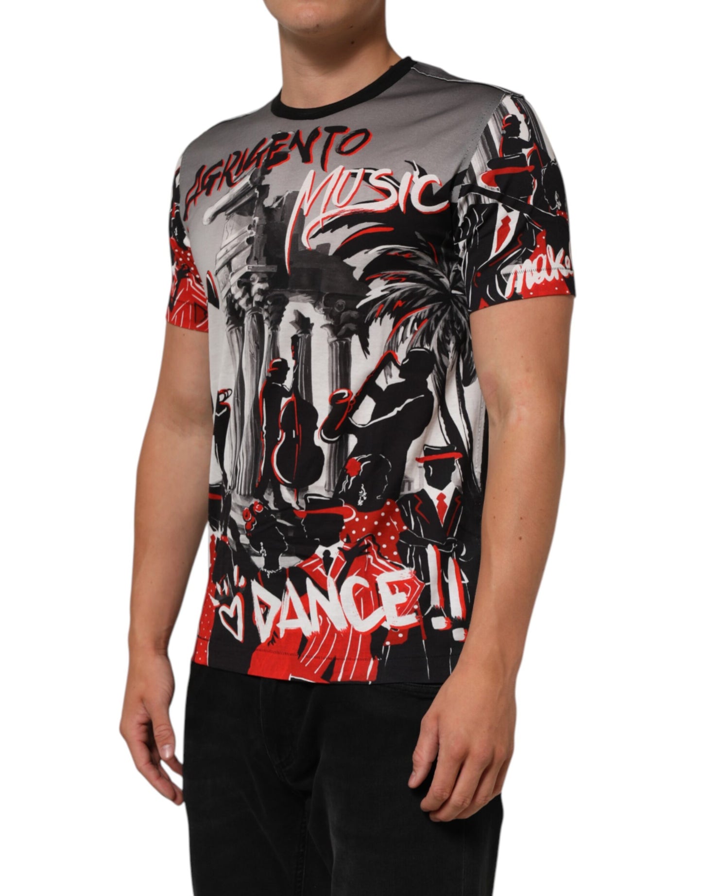 Dolce &amp; Gabbana – Mehrfarbiges T-Shirt mit Agrigento Dance-Jazz-Musik-Print