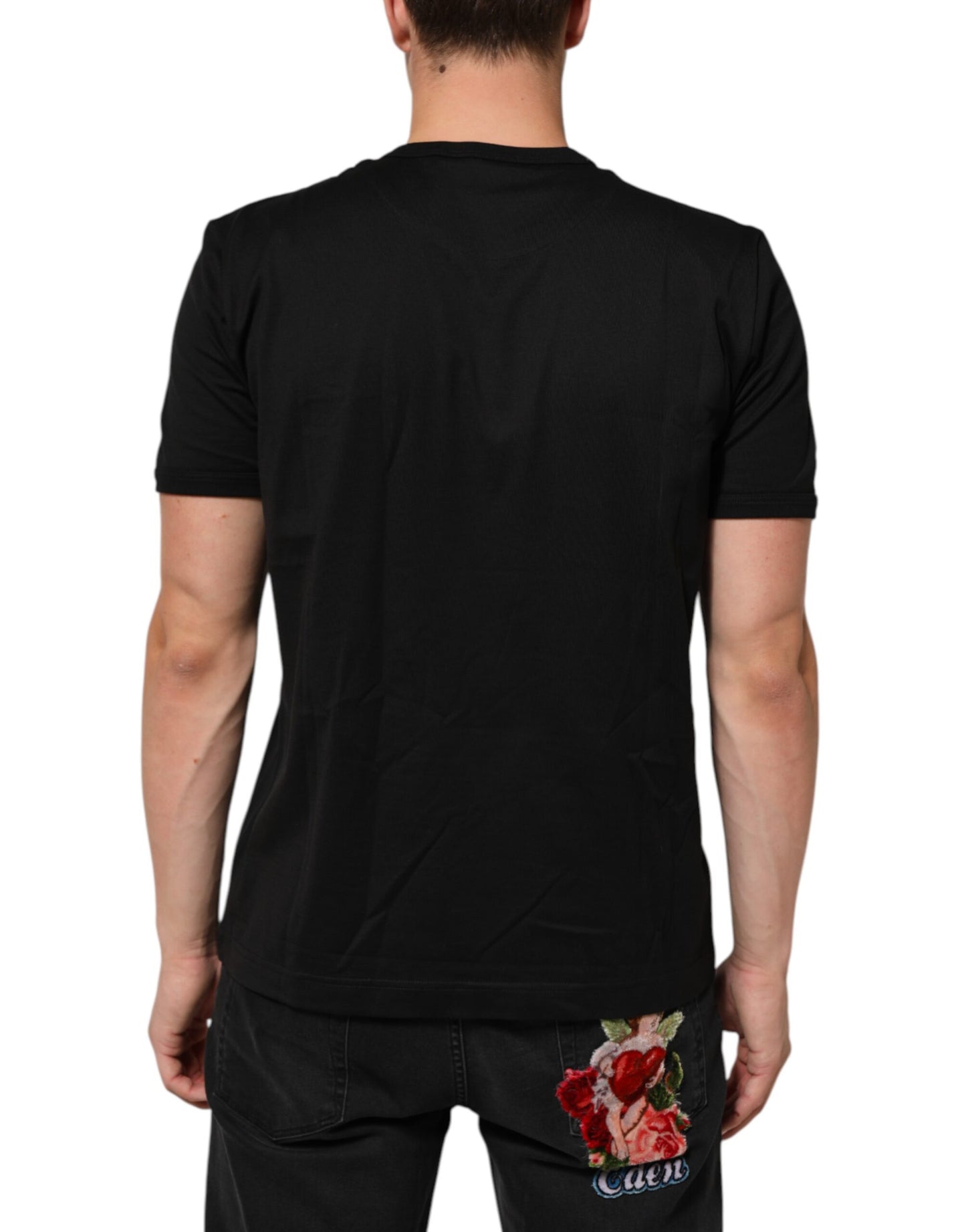 Dolce &amp; Gabbana Schwarzes Goodluck 2021 Baumwoll-T-Shirt mit Rundhalsausschnitt