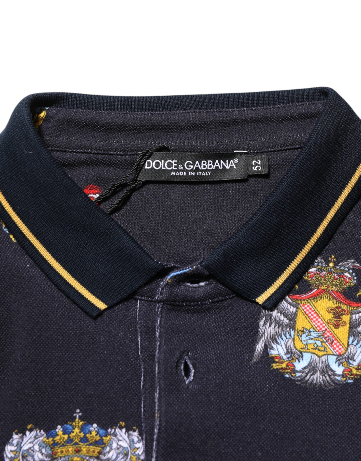 Dolce &amp; Gabbana – Blaues Poloshirt mit heraldischem Wappen-Print