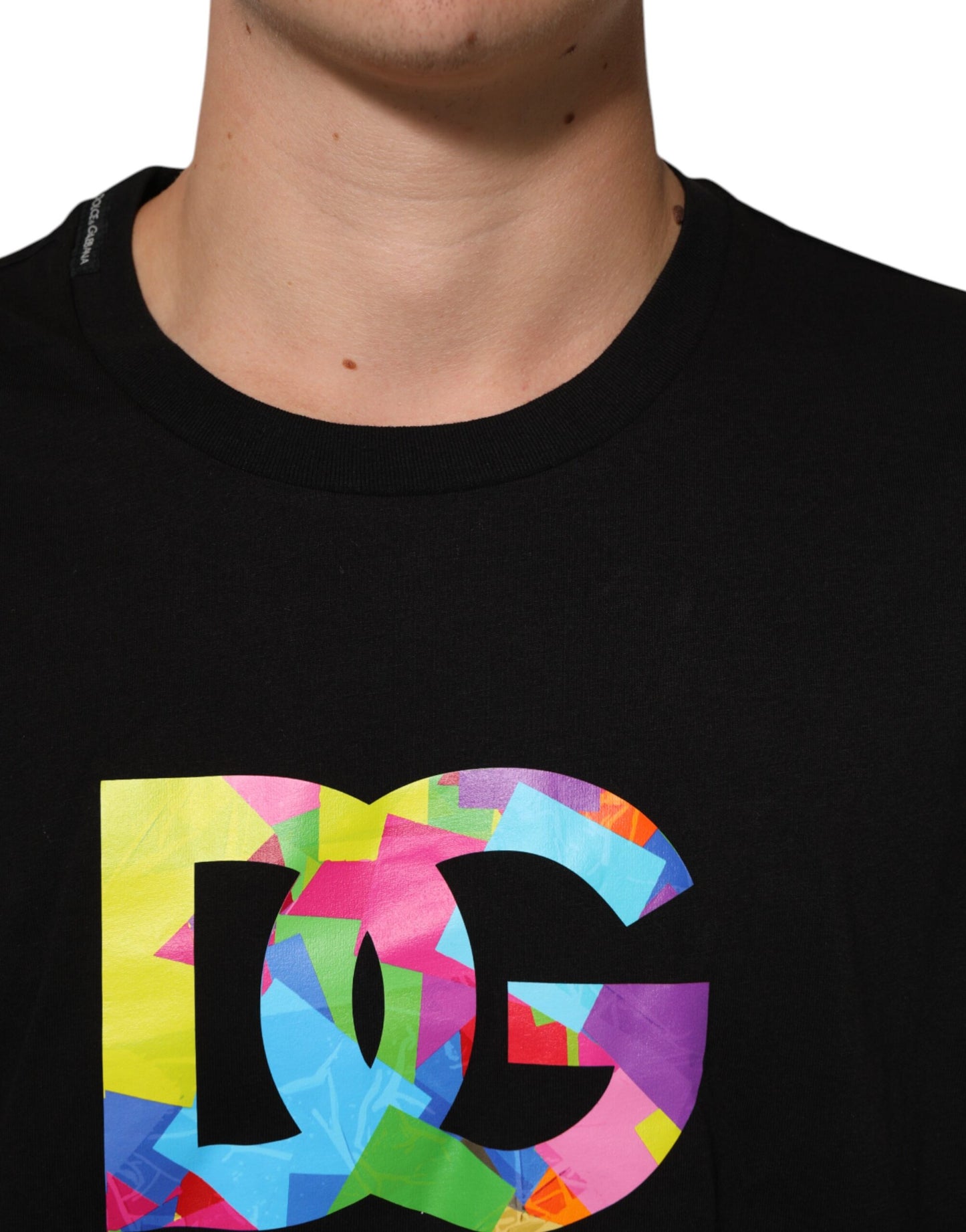 Dolce &amp; Gabbana – Schwarzes Baumwoll-T-Shirt mit Rundhalsausschnitt und Logo-Print