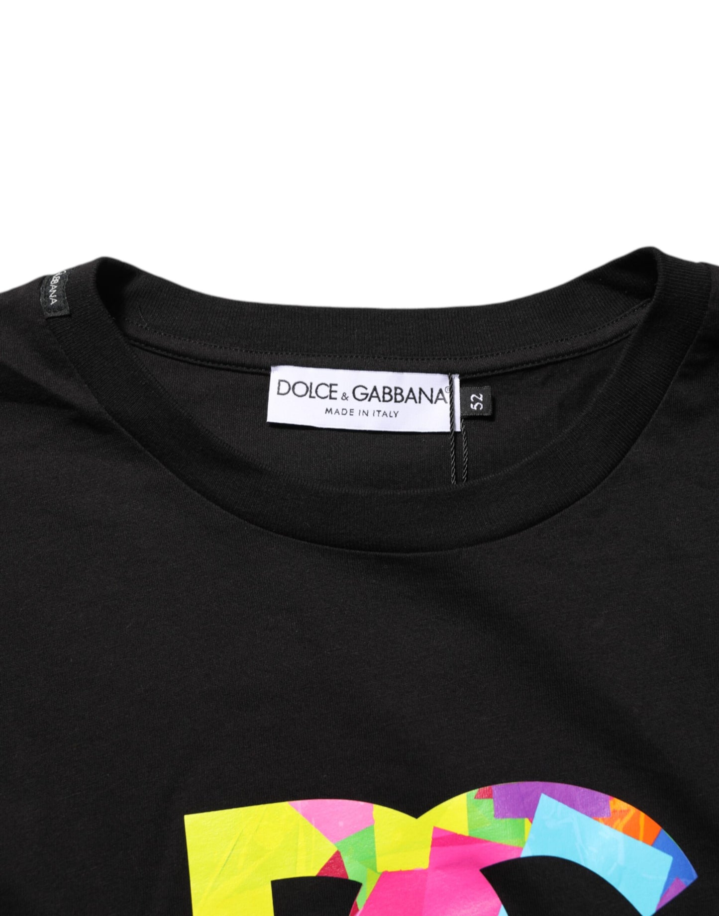 Dolce &amp; Gabbana – Schwarzes Baumwoll-T-Shirt mit Rundhalsausschnitt und Logo-Print