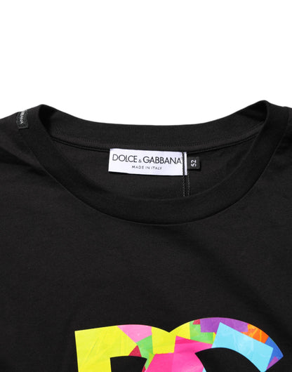 Dolce &amp; Gabbana – Schwarzes Baumwoll-T-Shirt mit Rundhalsausschnitt und Logo-Print