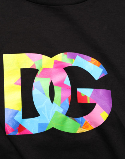 Dolce &amp; Gabbana – Schwarzes Baumwoll-T-Shirt mit Rundhalsausschnitt und Logo-Print