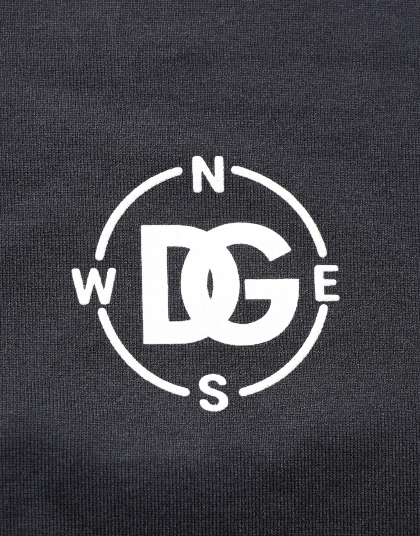 Dolce &amp; Gabbana Schwarzes T-Shirt aus Baumwolle mit Rundhalsausschnitt und Kompass