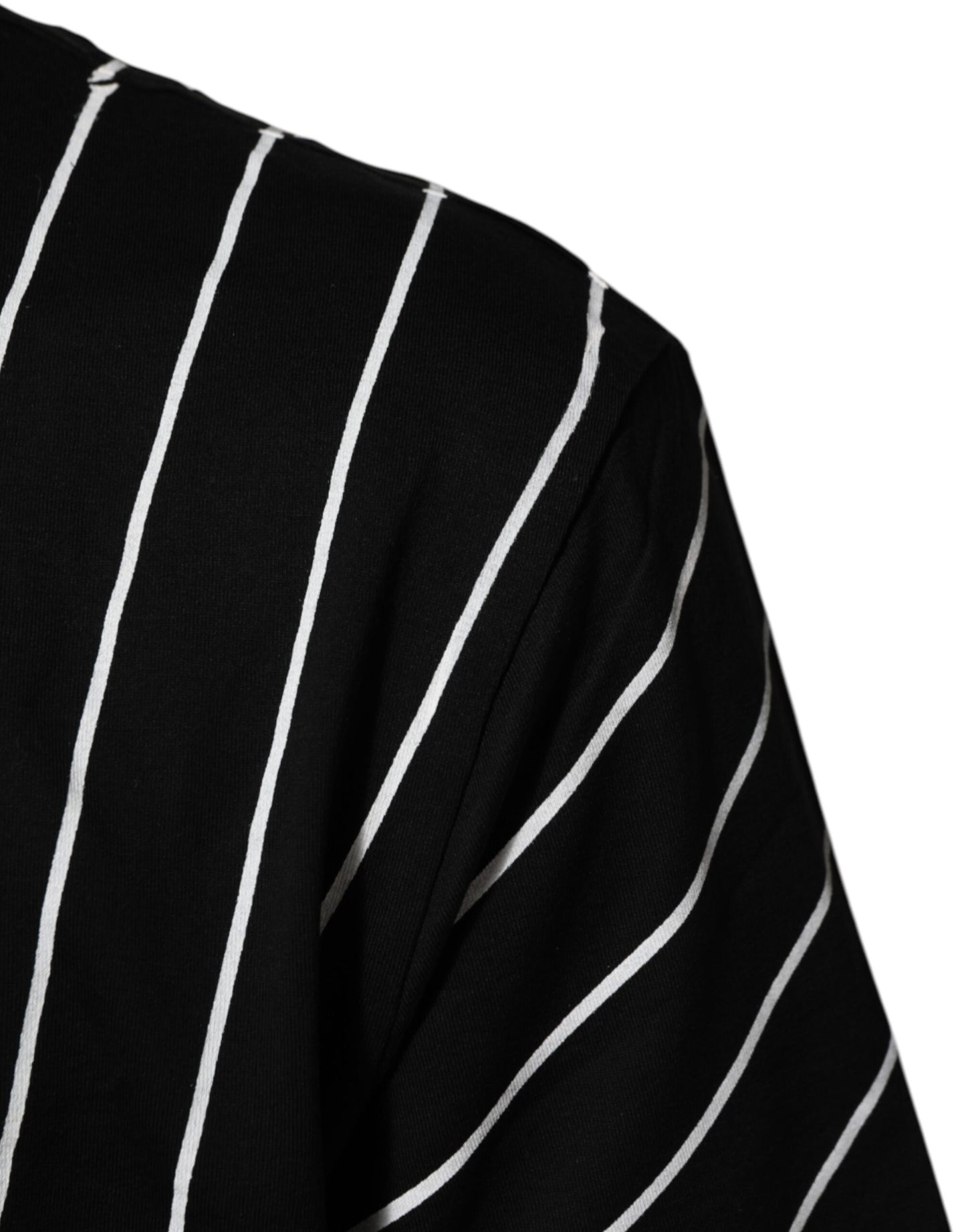 Dolce &amp; Gabbana – Schwarzes T-Shirt aus Baumwolle mit Polka Dots und Rundhalsausschnitt