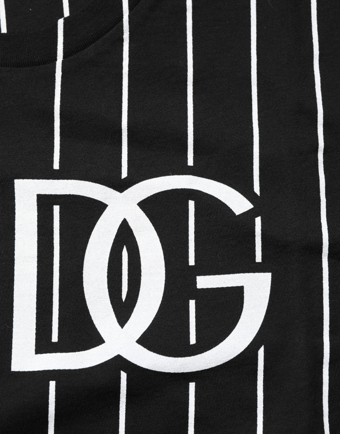 Dolce &amp; Gabbana – Schwarzes T-Shirt aus Baumwolle mit Polka Dots und Rundhalsausschnitt