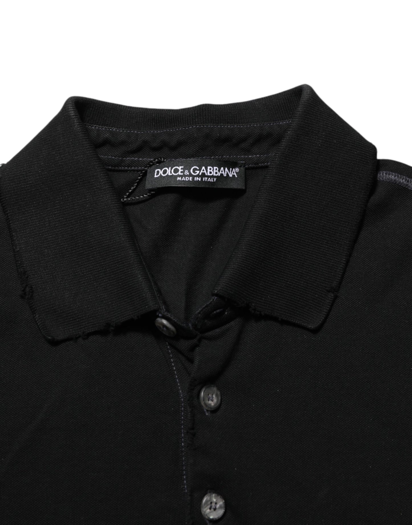 Dolce &amp; Gabbana – Poloshirt aus schwarzer Baumwolle mit Grafikdruck