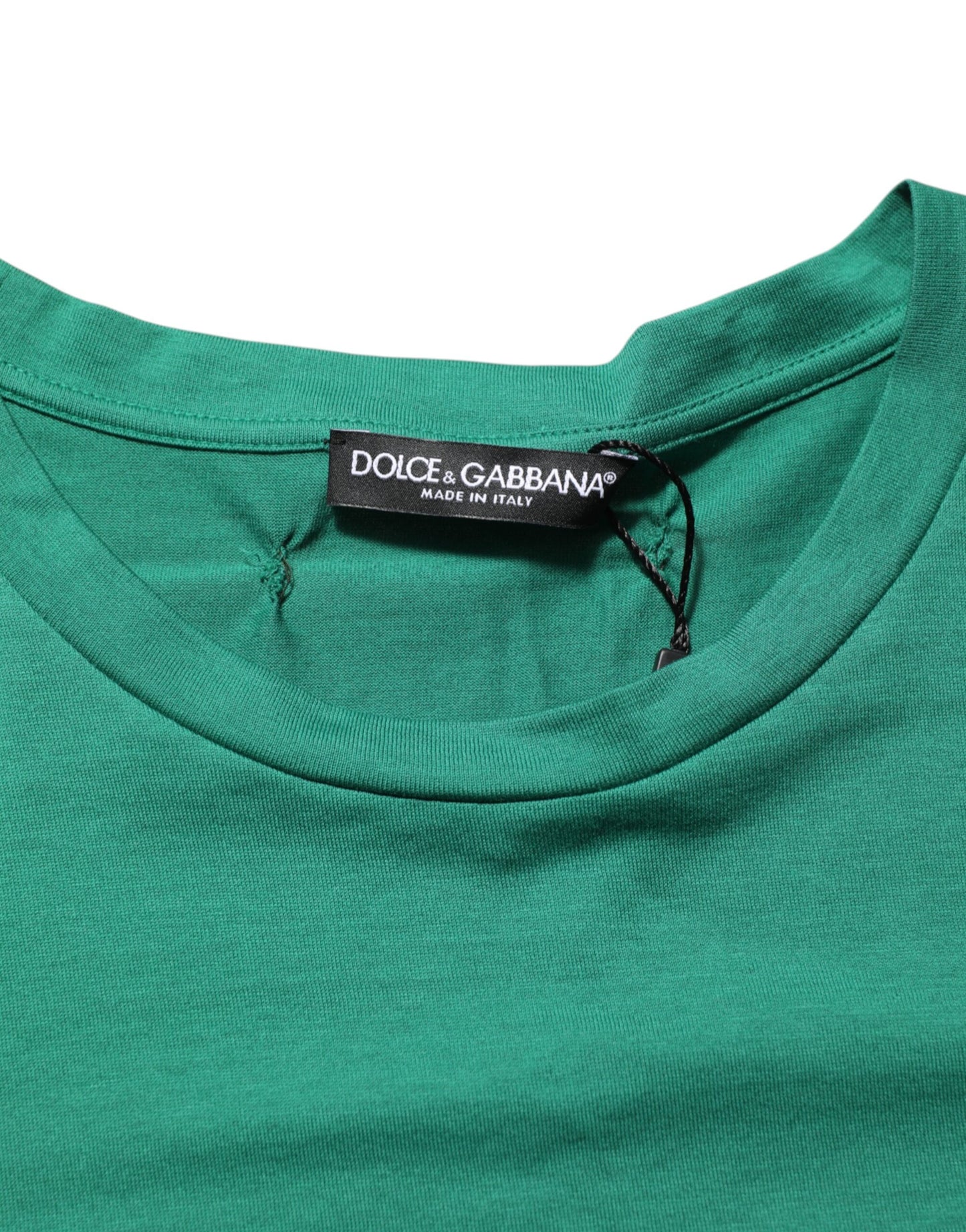Dolce &amp; Gabbana – Grünes Baumwoll-T-Shirt mit Rundhalsausschnitt und grafischem Logo-Print