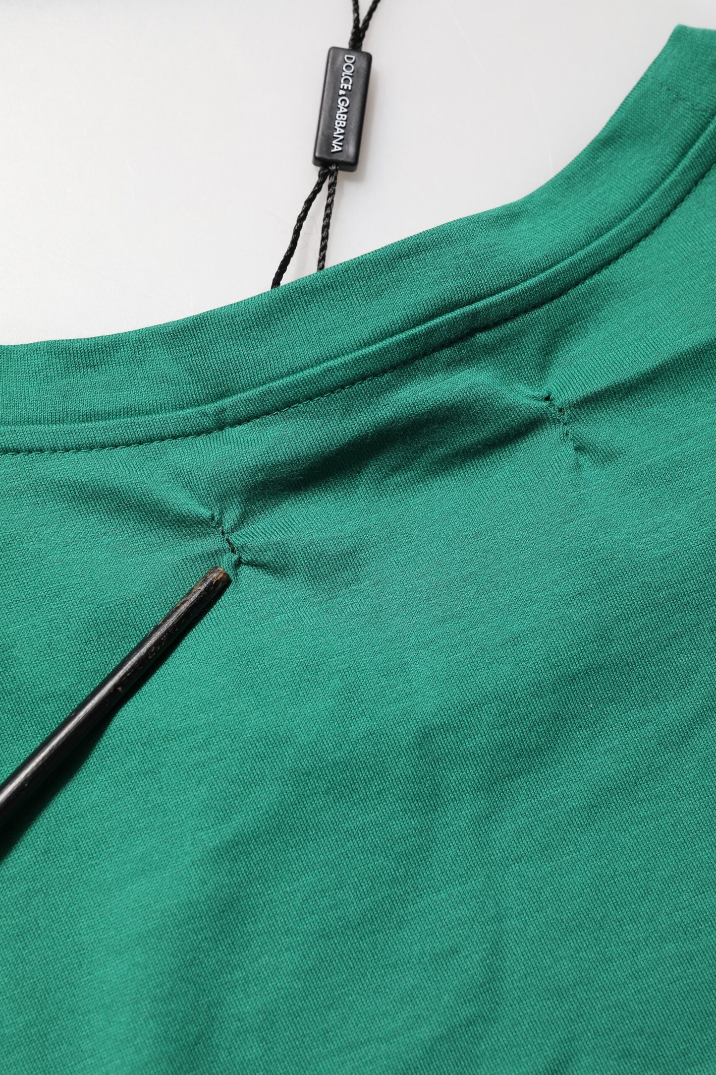 Dolce &amp; Gabbana – Grünes Baumwoll-T-Shirt mit Rundhalsausschnitt und grafischem Logo-Print