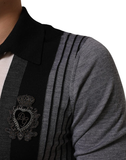 Dolce &amp; Gabbana – Poloshirt mit Kragen und Punkten in Schwarz und Weiß