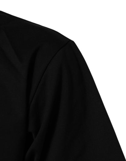 Dolce &amp; Gabbana – Schwarzes Baumwoll-T-Shirt mit Rundhalsausschnitt und Logo-Print