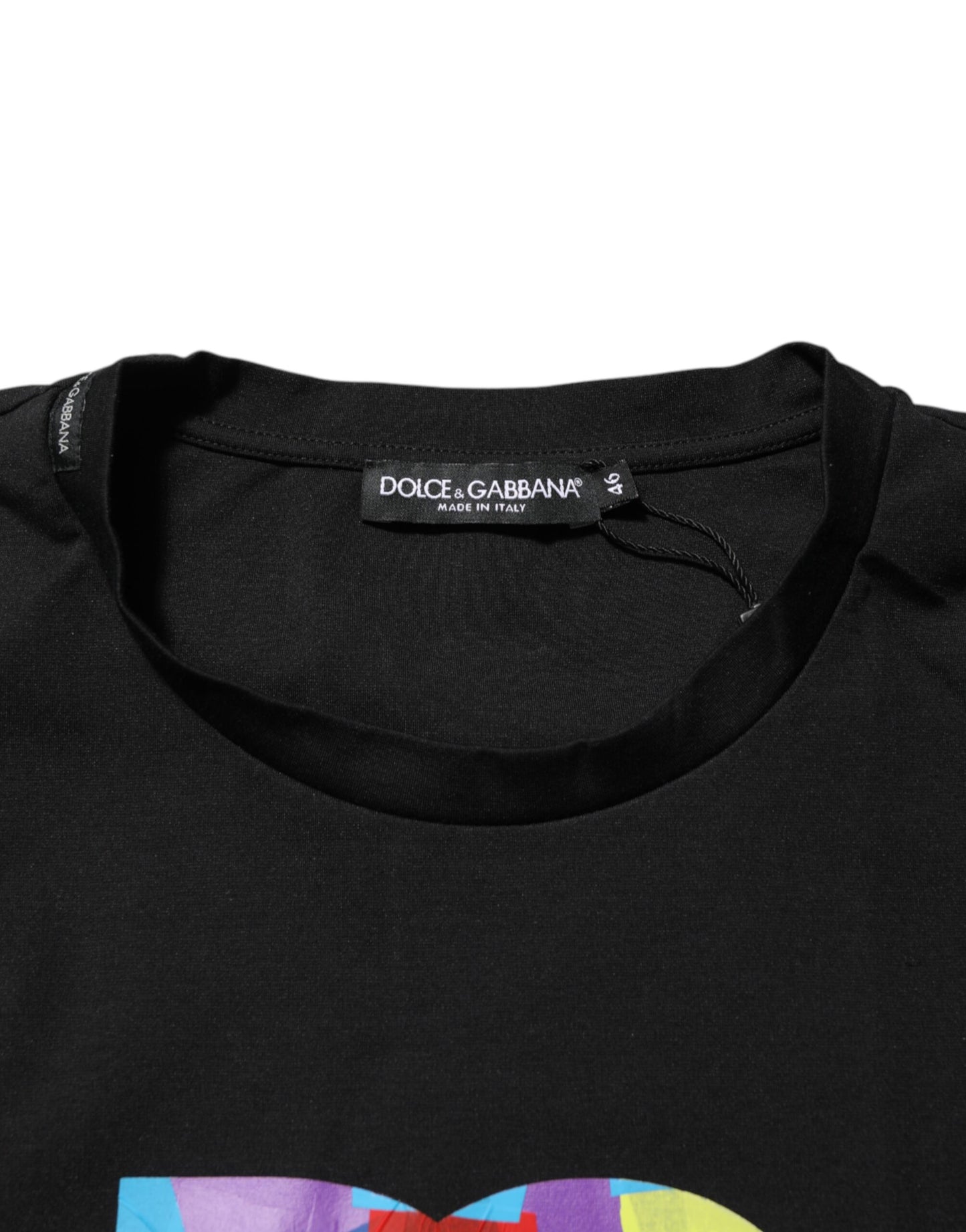 Dolce &amp; Gabbana – Schwarzes Baumwoll-T-Shirt mit Rundhalsausschnitt und Logo-Print