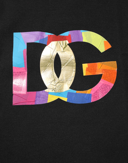 Dolce &amp; Gabbana – Schwarzes Baumwoll-T-Shirt mit Rundhalsausschnitt und Logo-Print