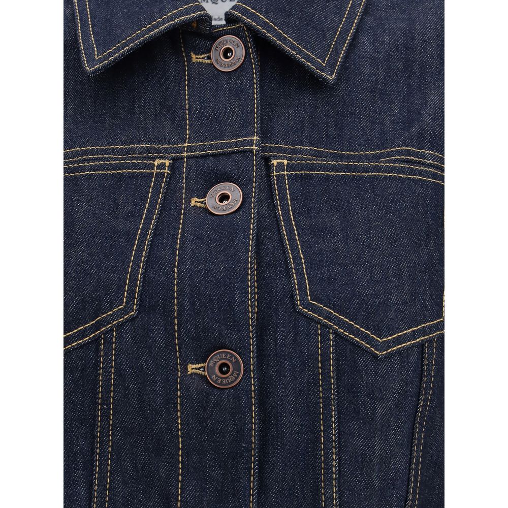 Alexander McQueen Jeansjacke mit spitzen Schultern