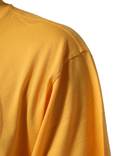 Dolce &amp; Gabbana Gelbes T-Shirt aus Baumwolle mit Rundhalsausschnitt und Blumenmuster „Secret Graden“