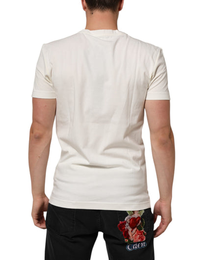 Dolce &amp; Gabbana – Weißes Baumwoll-T-Shirt mit Bandana-Logo-Print für Herren