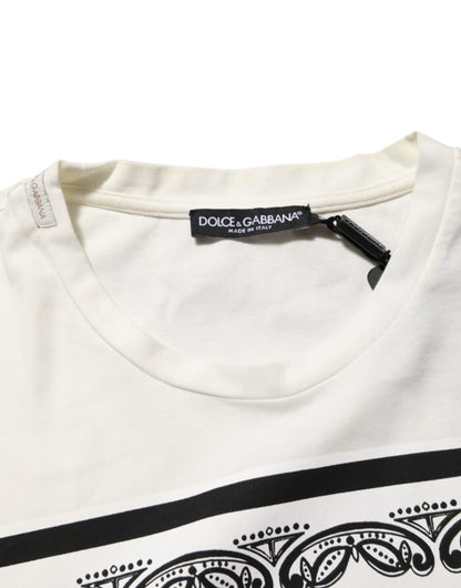 Dolce &amp; Gabbana – Weißes Baumwoll-T-Shirt mit Bandana-Logo-Print für Herren