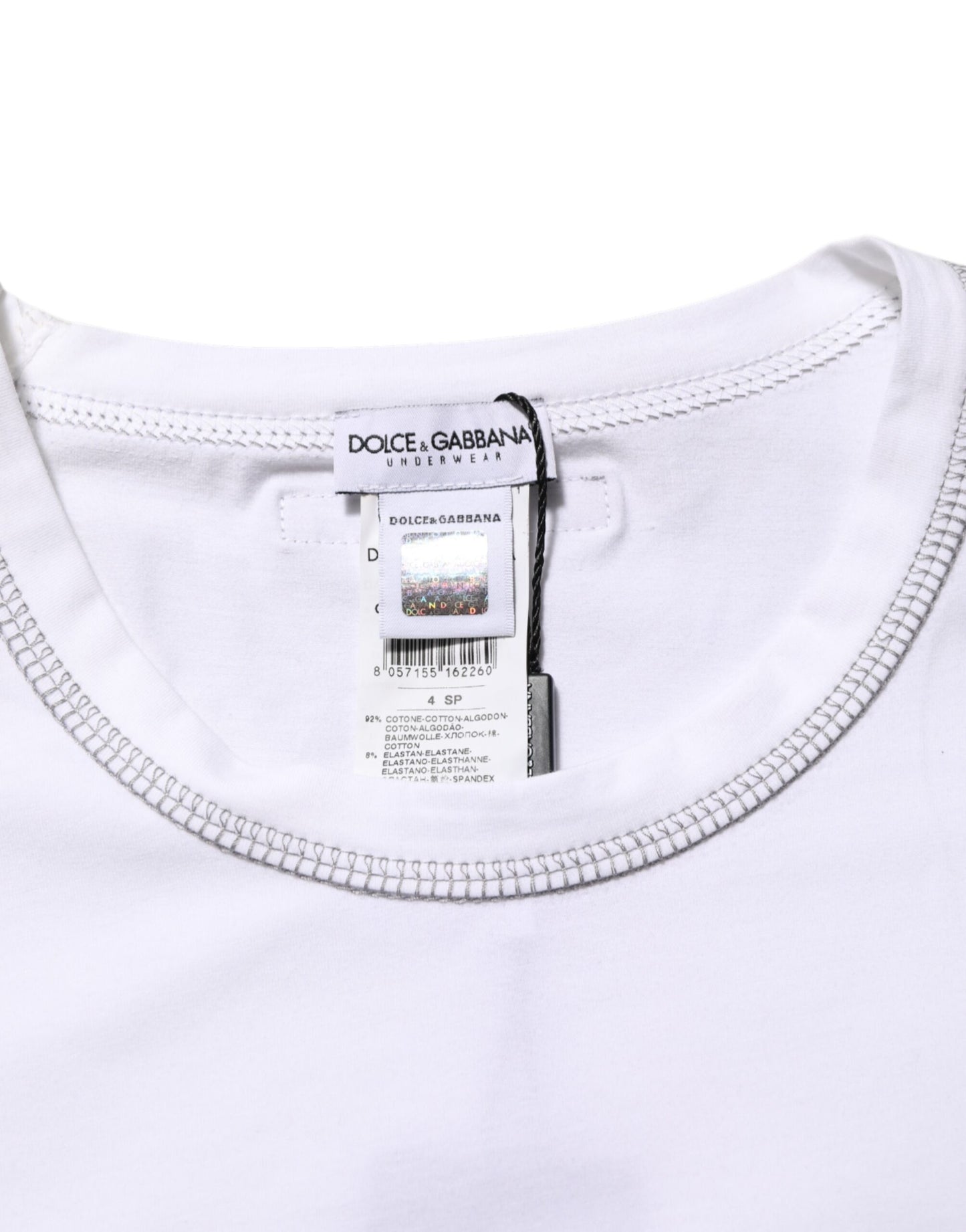 Dolce &amp; Gabbana Weißes Herren-Unterwäsche-T-Shirt aus Baumwolle mit Rundhalsausschnitt