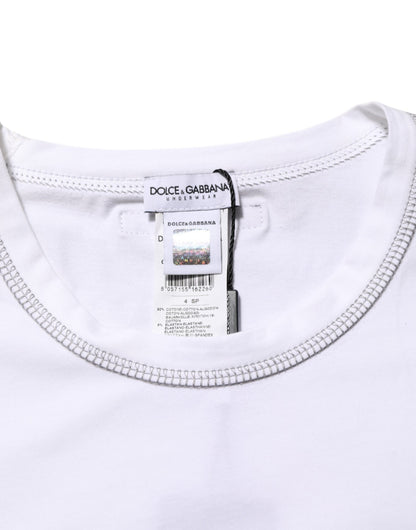 Dolce &amp; Gabbana Weißes Herren-Unterwäsche-T-Shirt aus Baumwolle mit Rundhalsausschnitt
