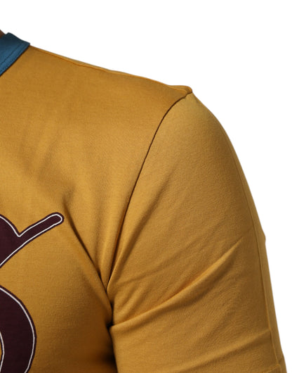 Dolce &amp; Gabbana – Gelbes T-Shirt mit Rundhalsausschnitt und kurzen Ärmeln