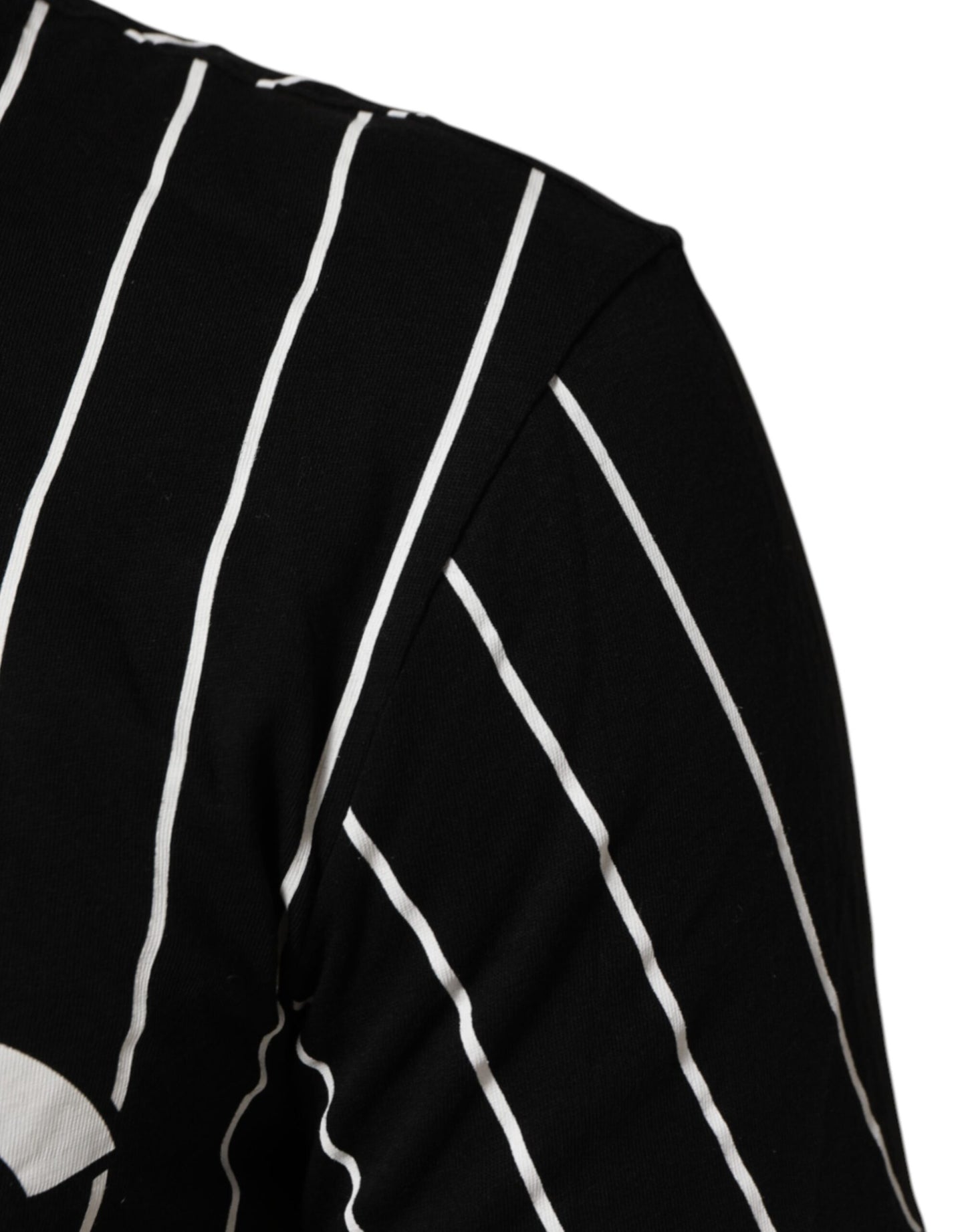 Dolce &amp; Gabbana – Schwarzes T-Shirt aus Baumwolle mit Polka Dots und Rundhalsausschnitt