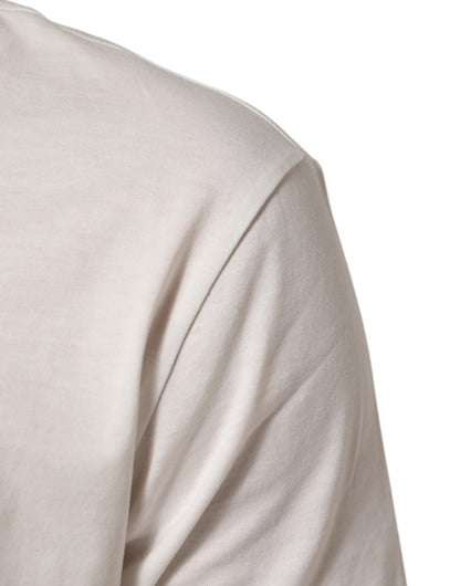 Dolce & Gabbana White Cotton Logo Print Crew Neck Men T-shirt