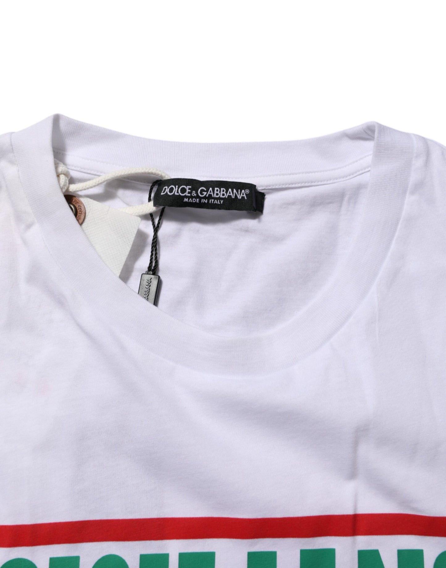 Dolce &amp; Gabbana – Weißes Baumwoll-T-Shirt mit Rundhalsausschnitt und grafischem Print