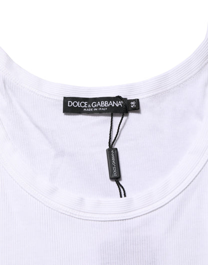 Dolce &amp; Gabbana – Weißes ärmelloses Tank-T-Shirt mit Rundhalsausschnitt