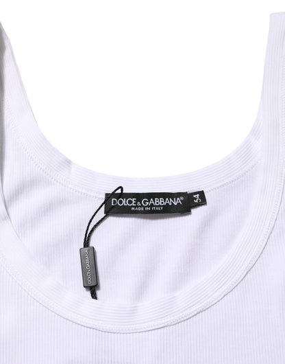 Dolce &amp; Gabbana – Weißes ärmelloses Tanktop mit Rundhalsausschnitt