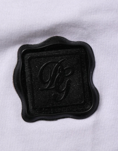 Dolce &amp; Gabbana – Weißes Baumwoll-T-Shirt mit Rundhalsausschnitt und Logo-Patch