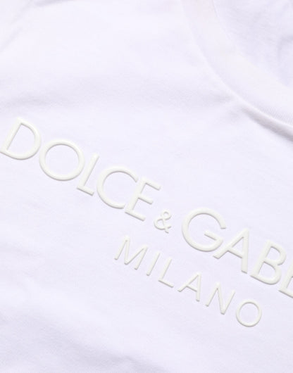 Dolce &amp; Gabbana – Weißes T-Shirt aus Baumwolle mit Rundhalsausschnitt und kurzen Ärmeln