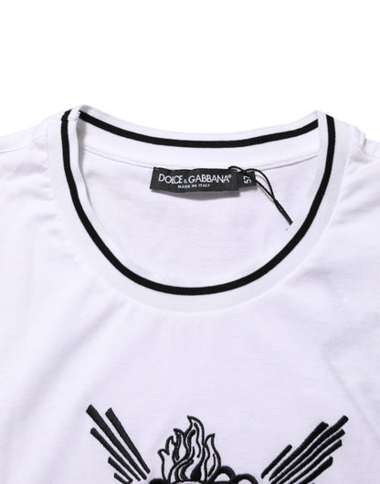 Dolce &amp; Gabbana – Weißes, kurzärmliges T-Shirt mit Sacred Heart-Print für Herren