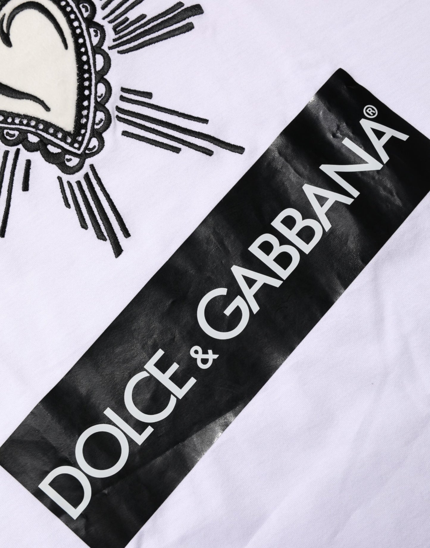 Dolce &amp; Gabbana – Weißes, kurzärmliges T-Shirt mit Sacred Heart-Print für Herren