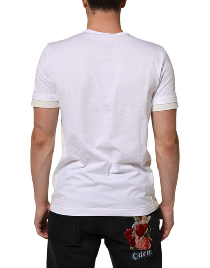 Dolce & Gabbana White Cotton Pocket Short Sleeves Men T-shirt